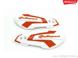 Conjunto de plástico de repuesto blanco naranja protectores de manos MX Flow - Polisport