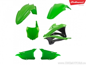 Conjunto de Plástico Verde/Negro - Kawasaki KX 85 I C 17/14 Pulgadas ('14-'20) / KX 85 II D 19/16 Pulgadas ('14-'20) - Polispor