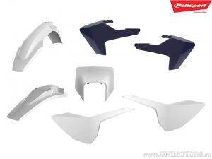 Conjunto de plásticos brancos/azuis - Husqvarna FE 250 / FE 350 / FE 450 / FE 501 / TE 250 2T / TE 300 / TE 300 i ('17-'19) - P