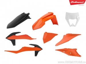 Conjunto de plásticos laranja/preto/branco - KTM EXC 150 TPI / EXC 300 TPI ('20-'22) / EXC-F 350 ie 4T Sixdays ('20-'21) - Poli