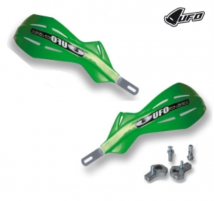 Conjunto de proteção de mãos em alumínio - enduro Ufo Plast - cor: verde - Ufo