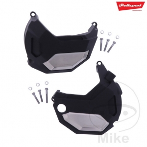 Conjunto de proteção do cárter da embreagem e do alternador na cor preta Polisport - Honda NC 700 X ('13-'14) / Honda NC 700 