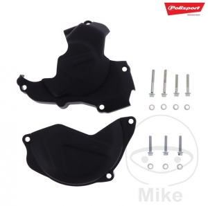 Conjunto de Protección de Tapa de Embrague y Encendido Negro Polisport - Honda CRF 450 R ('10-'16) - JM