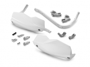 Conjunto de protectores de manos (aluminio/blanco) - KTM EXC / EXC Six Days / SX / EXC TPI / Freeride / SX-F / XC-W / XC / SXS -