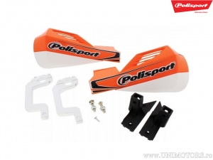 Conjunto de protectores de manos naranja blanco MX Rocks para montaje en palanca o manillar - Polisport