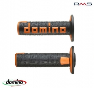 Conjunto de punhos cross - enduro Domino - cor: preto/laranja (comprimento: 120 mm) - RMS