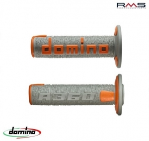 Conjunto de punhos de cross-enduro Domino - cor: cinza/laranja (comprimento: 120 mm) - RMS