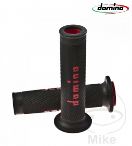 Conjunto de punhos de guidão A010 preto vermelho Domino D: 22 mm L: 126 mm abertos - JM