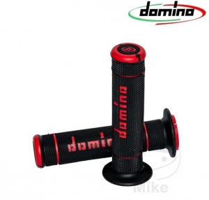 Conjunto de punhos de guidão A240 preto e vermelho Domino D: 22 mm L: 125 mm fechados - JM