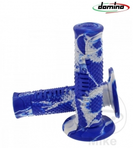 Conjunto de punhos de guidão A260 azul branco Domino D: 22 mm L: 118 mm fechados - JM