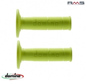 Conjunto de punhos de motocross - enduro Domino - cor: amarelo fluorescente (comprimento: 118 mm) - RMS