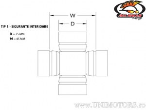 Croisillon de Joint Universel - Arbre de Transmission Avant - vers le Moteur - 19-1009 - All Balls