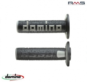 Cross-Enduro Handlebar Grips Set - Domino - Color: Black/Grey (Length: 120 mm) - RMS