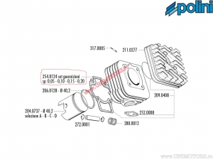 Cylinder base gasket set (thickness 0.05/0.10/0.15/0.20mm) - 254.0124 - Polini