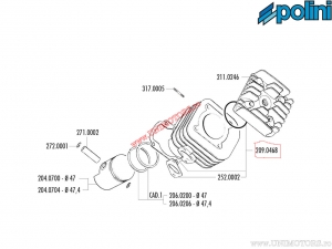 Cylinder gasket set (209.0468) - Kymco Agility 50 2T R16 ('14) / Cobra 50 / People 50 2T / Yup 50 2T AIR - Polini