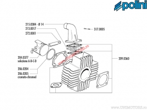 Cylinder gasket set (diameter 43.5mm) - Puch Maxi - Polini