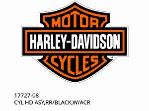 Cylinder Head Assembly, Rear/Black, with Automatic Compression Release - 17727-08 - Harley-Davidson