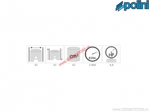 Cylinder kit (diameter 43mm / 63cc) - 1160145 - Polini