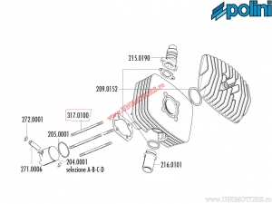 Cylinder pins (M7x125mm) - 4 pieces - Fantic Motor Regolarita 50 (Minarelli P6 Corsa 42) - Polini