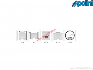 Cylinder set (diameter 38.4mm / 49.8cc) - 140.0091 - Polini