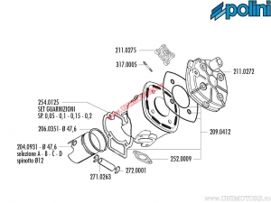 Cylinder set (diameter 47.6mm / 69.76cc) - 1660113 - Polini