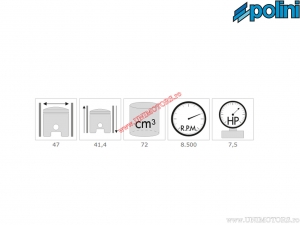 Cylinder set (diameter 47mm / 72cc) - 119.0078/ST - Honda X8R 50 2T AC - Polini