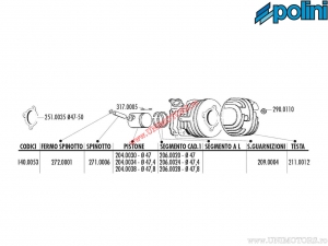 Cylinder set (diameter 47mm / 75cc) - 140.0053 - Vespa PK 50 / PK 50 FL / PK 50 XL / Special / SS / V 50 2T - Polini