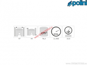 Cylinder set (diameter 47mm / 76.3cc) - 133.2004 - Malaguti Dune ES 50 LC 2T - Polini