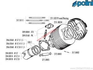 Cylinder set (diameter 57mm / 130cc) - 1400050/R - Polini