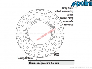 Disc frana fata flotant (200x4,2mm) - Gilera Ice 50 AIR 2T E2 ('02-'05) / Vespa PX 150E AIR 2T E3 ('11-'17) - Polini