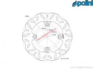 Disc frana fata / spate (240x105,2x4mm) - Benelli CafféNero 125 H2O 4T E3 ('13-'15 - fata/spate) - Polini