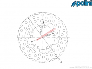 Disc frana spate (178x86x4mm) - Piaggio Zip 50 2T SP H2O ('96-'00) / Zip 50 2T SP H2O ('01) - Polini