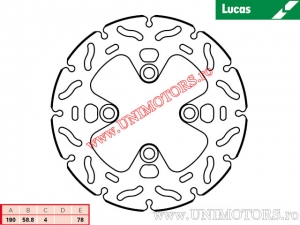 Disco de freio traseiro MST270RAC rígido - Lucas TRW