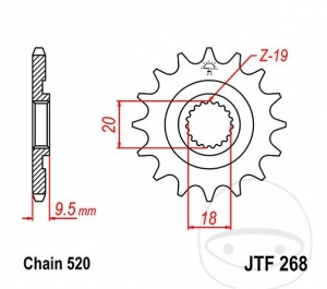 Előtét fogaskerék JTF268.12 (520 lépés) - Honda CR 125 R ('86) - JM