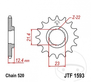 Előtengely JTF1593.14 (520 lépés) - Yamaha YFM 250 R YFM25R ('08-'15) / YFM 250 R SE Special Edition YFM25RSE ('09) - JM