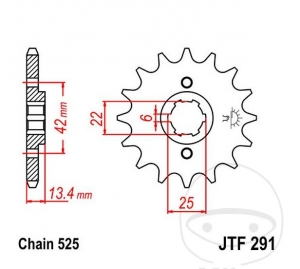 Előtengely JTF291.16 (525 lépés) - Honda CB 450 S ('86-'90) / CMX 450 C Rebel ('86-'87) - JM