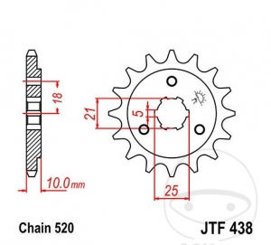 Előtengely JTF438.14 (520-es lépés) - Suzuki DR 750 SU ('88-'89) / S ('88-'89) / DR 800 S ('90-'93) / SU ('90-'93) - JM