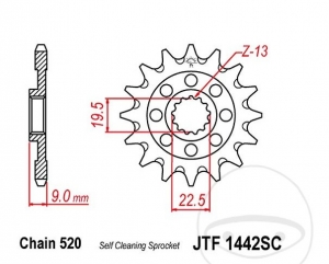 Előtengelyes fogaskerék JTF1442SC.13 (520 lépés) - Suzuki RM-Z 250 ('13-'22) - JM