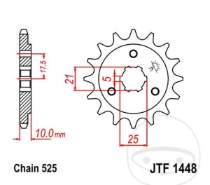 Előtengelyes fogaskerék JTF1448.14 (525 lépés) - Sachs Roadster 650 / Suzuki DR 650 SE / SEU / DR 800 S Big / 800 SU Big / X