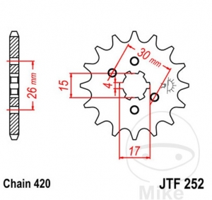 Előtengelyes fogaskerék JTF252.12 (520 lépés) - Honda XR 80 ('79-'83) / Honda XR 80 R ('87-'03) - JM