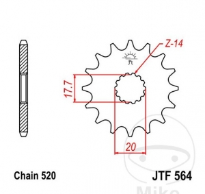 Előtengelyes fogaskerék JTF564.12 (520 lépés) - Gas Gas EC 125 / EC 125 Racing / EC 125 Sixdays / MC 125 / KTM LC2 125 / Yam