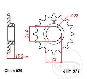 Előtengelyes JTF577.15 (520 lépés) - Yamaha SRX 600 / SZR 660 / TT 600 E / R / RE / S / XT 600 EH / EN / H / KH / KN / N - JM