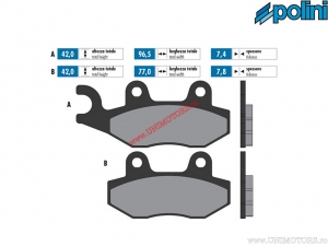 Első eredeti fékbetét (96,5x42x7,4mm / 77x42x7,8mm) - 1740063.F - Polini