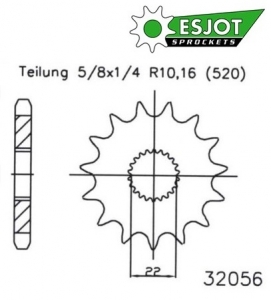 Első fogaskerék 12 fogas lánc 520 - Aprilia AF1 / ETX / Europa / Classic / MX / Pegaso / Red Rose / RS / RX / SX 2T 125cc- ES