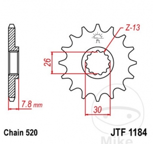 Első fogaskerék JTF1184.18 (520 lépés) - Triumph America 865 EFI / LT EFI / Bonneville 865 EFI / T100 / EFI T100 / 865 EFI T