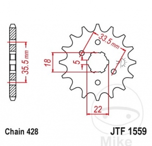 Első hajtókar JTF1559.14 (428 lépés) - Yamaha TW 125 H Trailway / N Trailway / TW 200 E Trailway / YS 125 CBS - JM