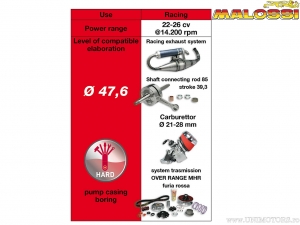 Ensemble cylindre en aluminium MHR Team (diamètre 47,6 / 3115390) - Aprilia Area 51 50 H2O 2T E1 ('98-'00) - Malossi