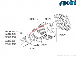 Ensemble de cylindres (diamètre 40mm / 49,9cc) - 140.0189 - Aprilia Scarabeo / Gilera Stalker / Piaggio Liberty / Vespa ET2 / L