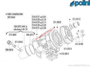 Ensemble de cylindres (diamètre 47,6mm / 69,94cc) - 140.0207 - Derbi GP1 Open / Gilera DNA / Runner / Piaggio NRG / Zip SP 2T -