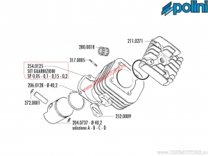 Ensemble de joints de base de cylindre (épaisseur 0,05/0,10/0,15/0,20mm) 254.0125 - Polini